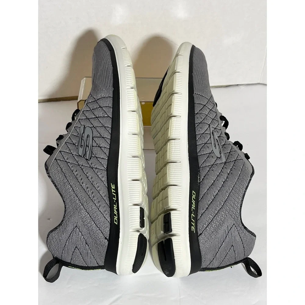 Skechers Mens Lite-Weight Dual-Lite Gray Black Sneakers 52185‎ LGBK Mens 8